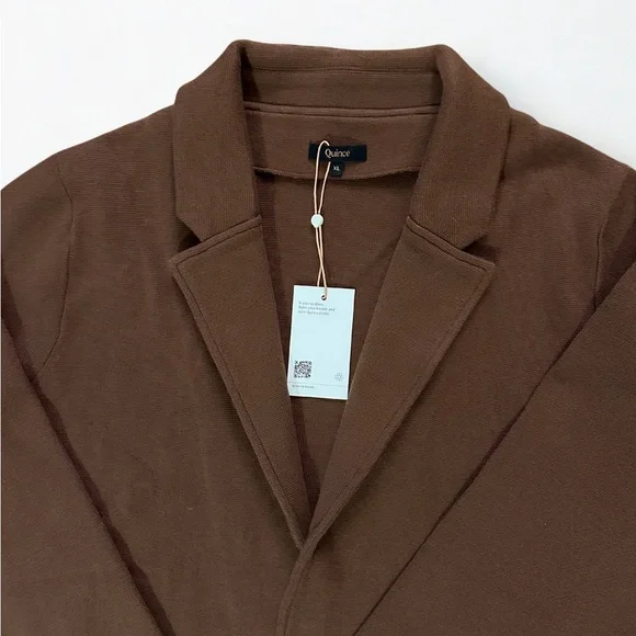 Quince Knit Blazer 100% Organic Cotton Brown Size XL NWT - Picture 2 of 6